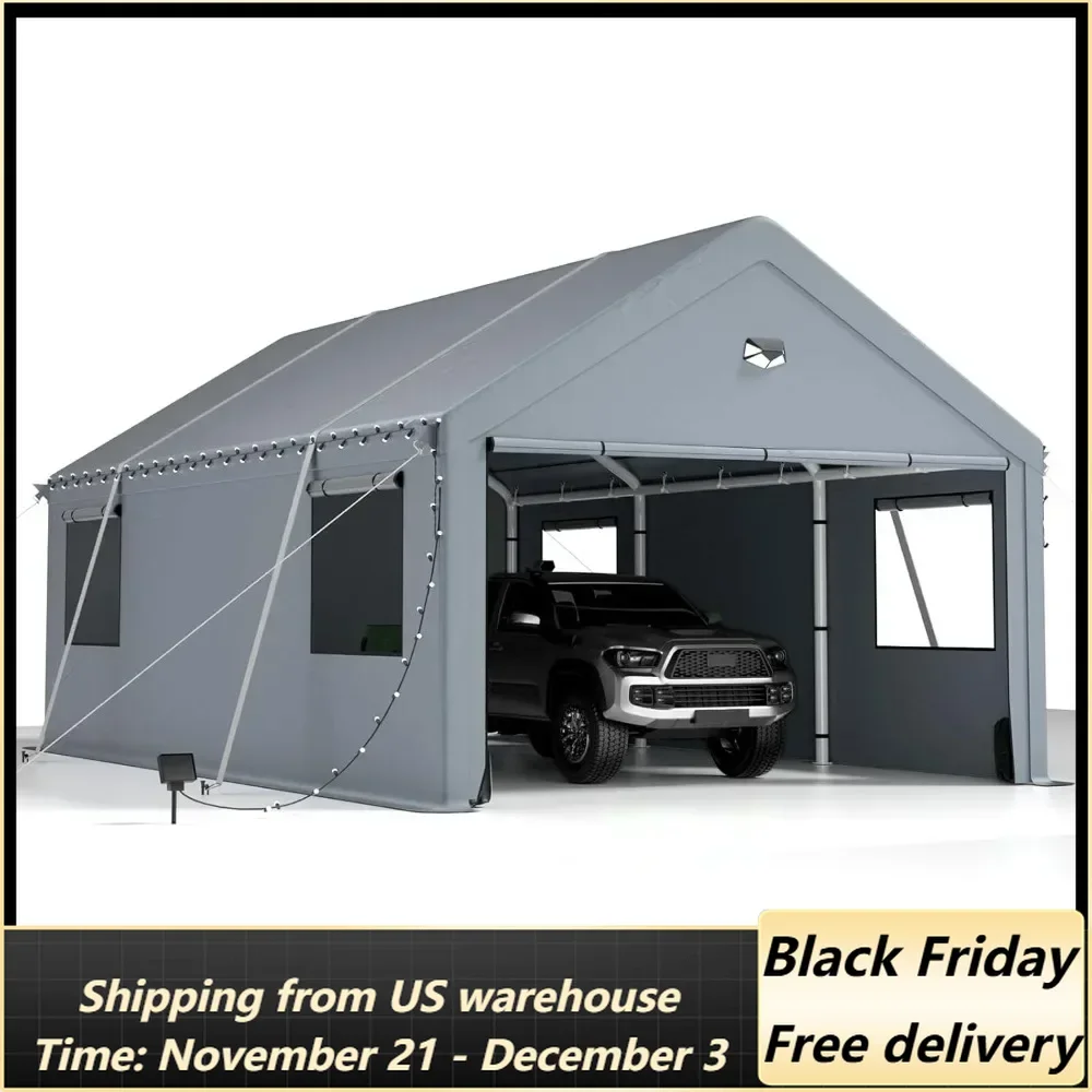 Carports 12X20 Heavy Duty，Car Ports with 180G Removable Side Walls, Carport Canopy, Portable Car Port Garage, Car Shelter