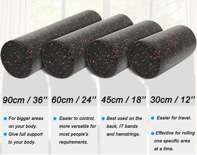 90cm Wholesale High Density Black EPP Pilates Muscle Column Yoga Foam Roller For Balance Training