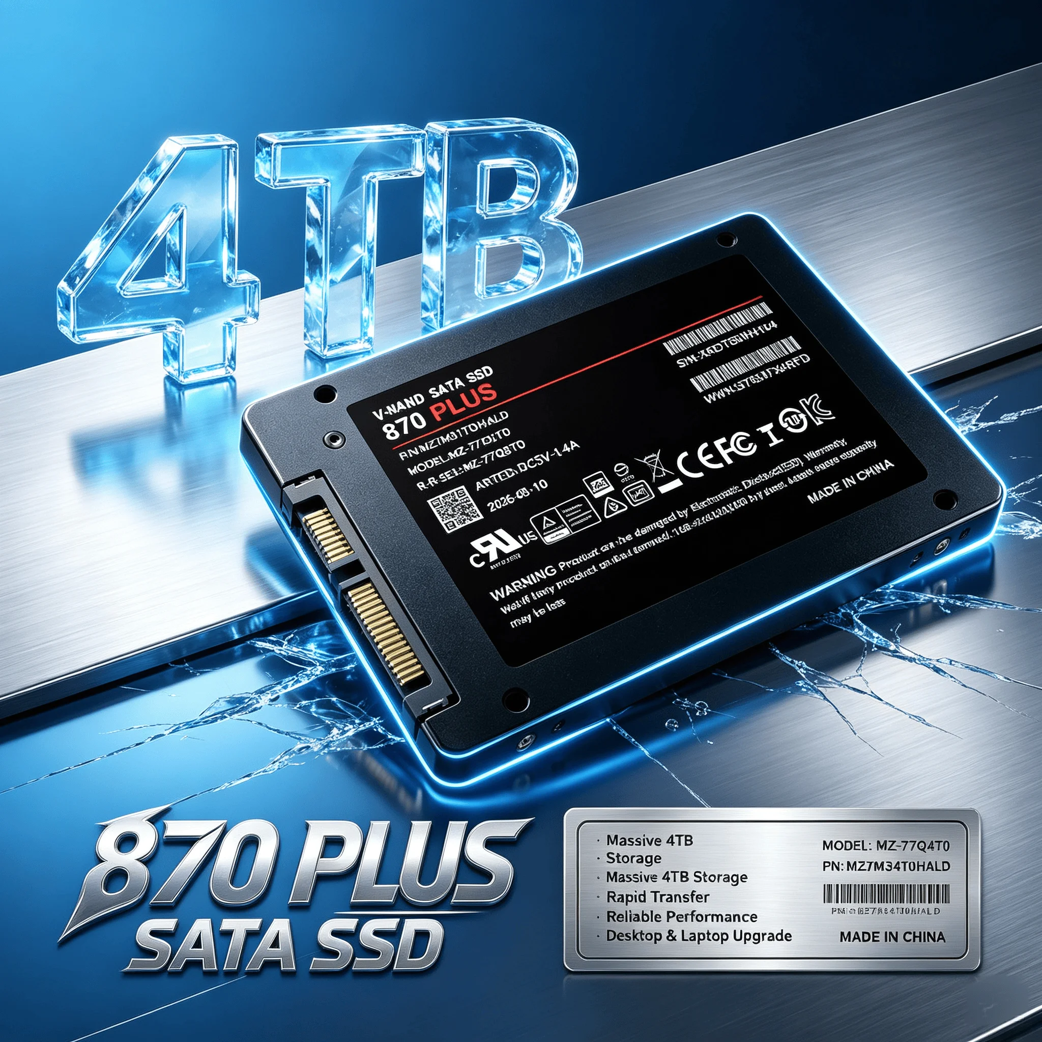 Builtin 870 PLUS Inside Solid State HDD SATA III 2.5 Inch SSD High Speed Read Write for Laptop Micro Computer Desktop Max Unit