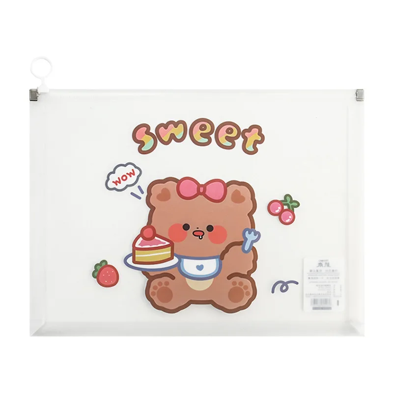 A4 Transparent File Bag for Students with Pull-edge Information Bag Large-capacity Test Paper Storage Bag Stationery Bag