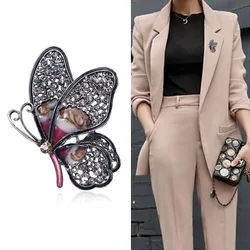 European and American style black rhinestone big bow brooch European and American retro gender pin brooch female jewelry