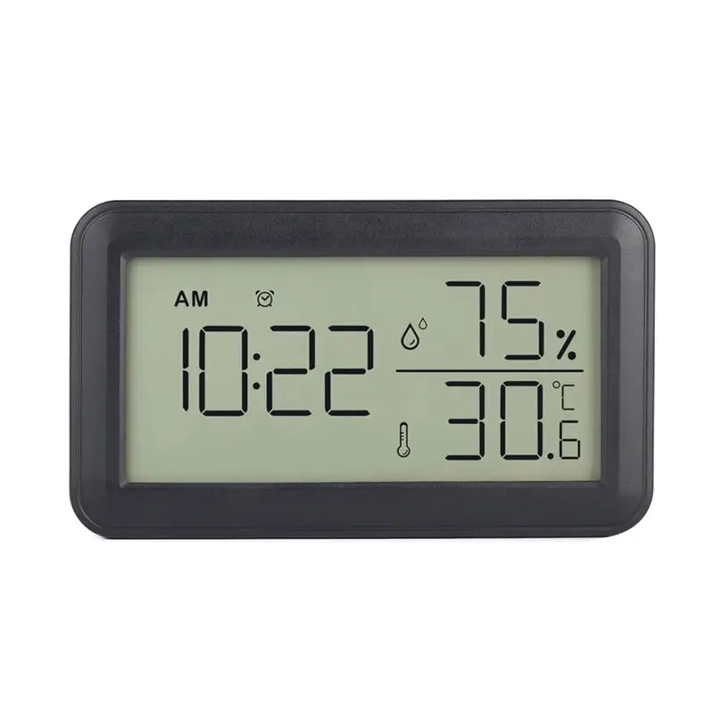 A20I Thermometer Hygrometer Indoor with Alarm Clock, LCD Digital Thermometer, for Room, Living Room, Wine Cellar (Black)