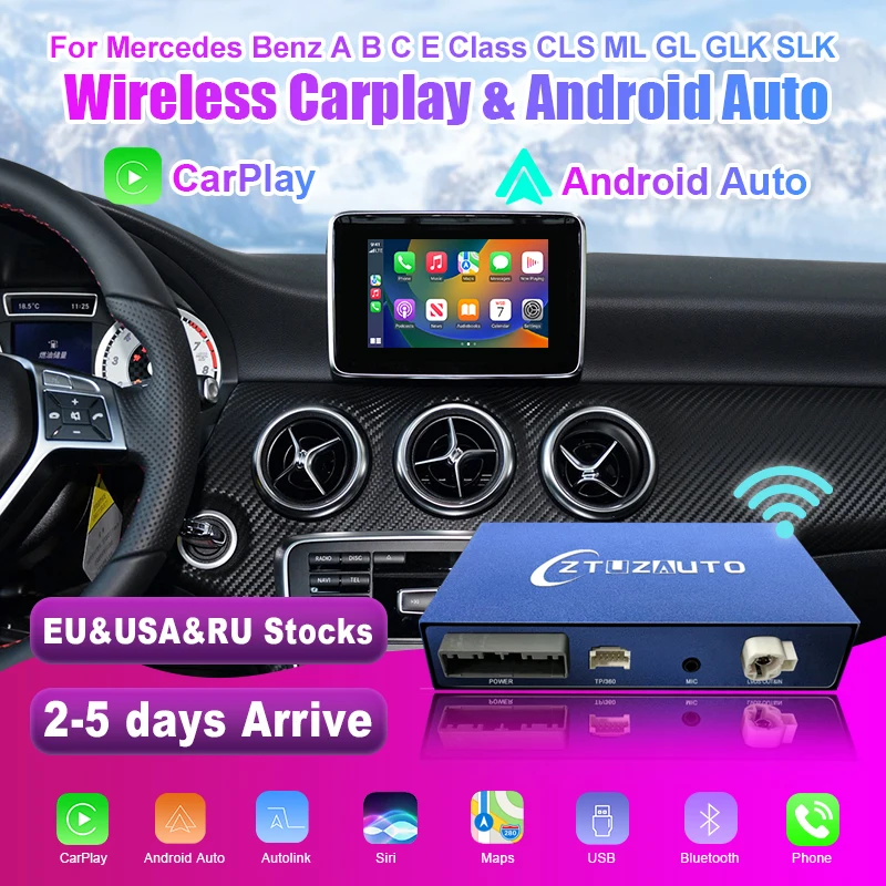 

Wireless CarPlay for Mercedes Benz A Class W176 B W246 CLA GLA C-CLass W204 E-Class W212 C207 CLS W218 ML GL GLK SLK R72 G W463