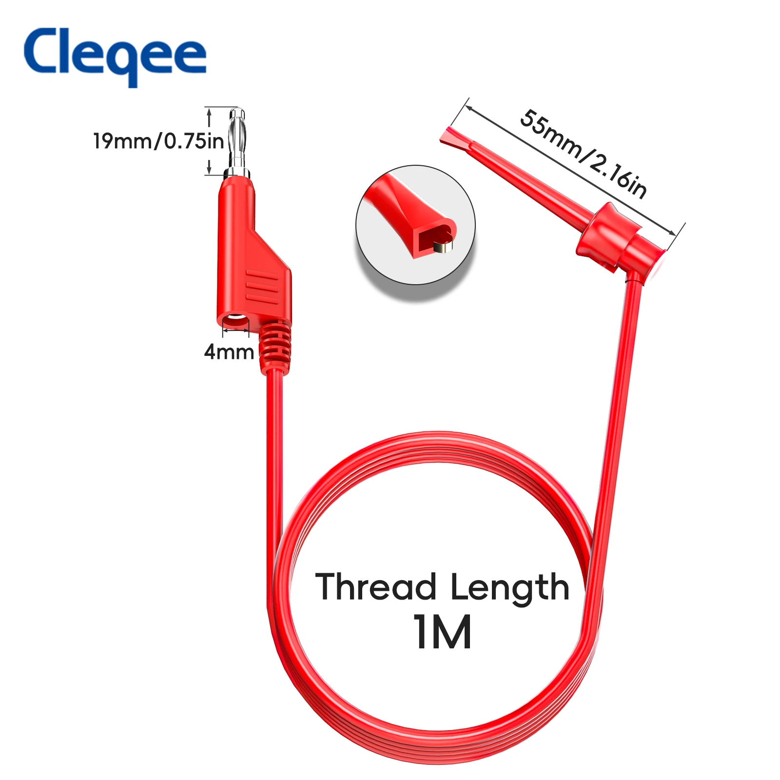 Cleqee P1045 10PCS Banana Test Hook Test Lead 4mm Stackable Banana Plug Test Hook Clamp Flexible Test Cable 500V 5A