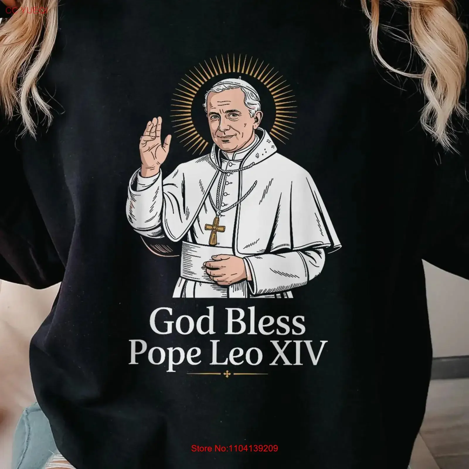 God Bless Pope Leo XIV T Shirt Robert Francis Prevost First American SweaT  vintage Washed streetwear Stretched Casual Stylish