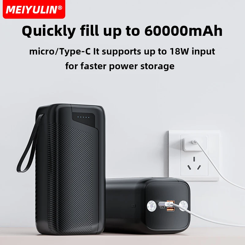 Imagem -05 - Bateria de Reposição Externa de Emergência Portátil Carregamento Rápido Power Bank Usb c pd 20w 60000mah Apto para Iphone 15 Samsung Xiaomi