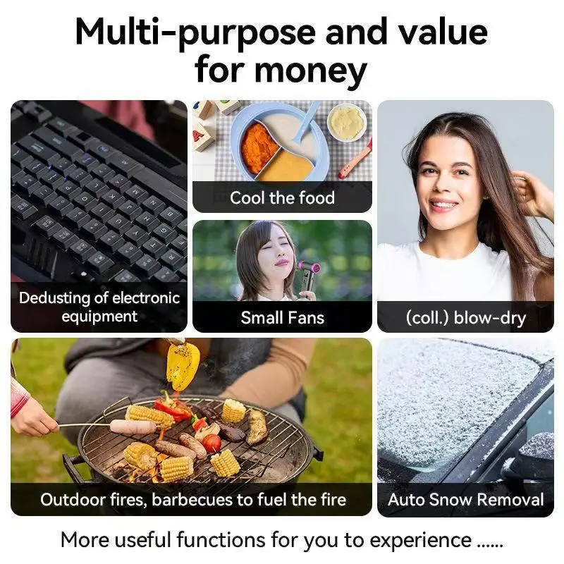 Tragbarer kabelloser Haartrockner, multifunktionaler Luftstaubsauger, für Reisen, USB wiederaufladbar 110000 RPM Hochgeschwindigkeits-Föhn nur kalter Wind