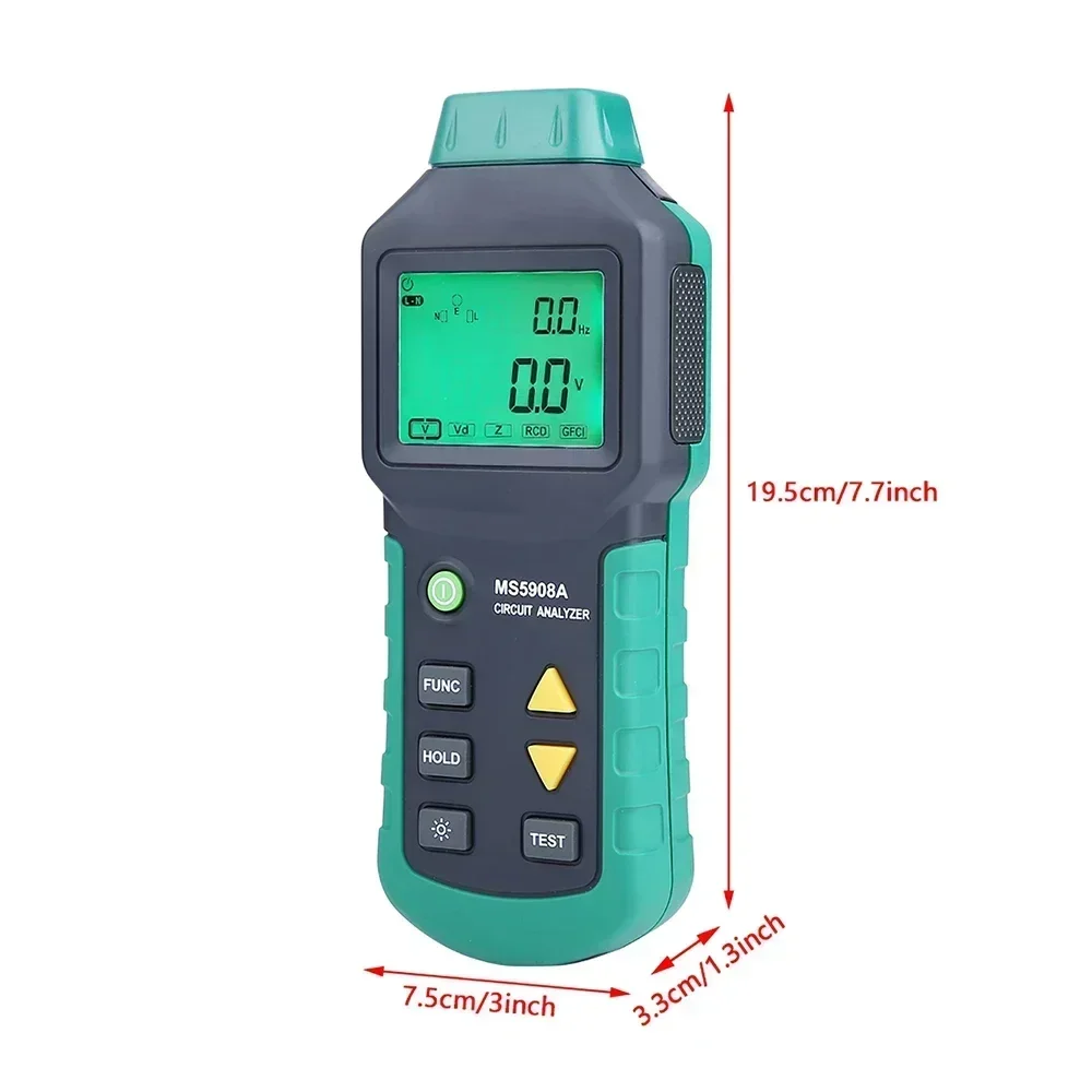 Imagem -04 - Disjuntor Mastech-lcd com Tensão Medidor Gfci Testador de Rcd Medidor Ac100240v Ms5908a Ms5908c