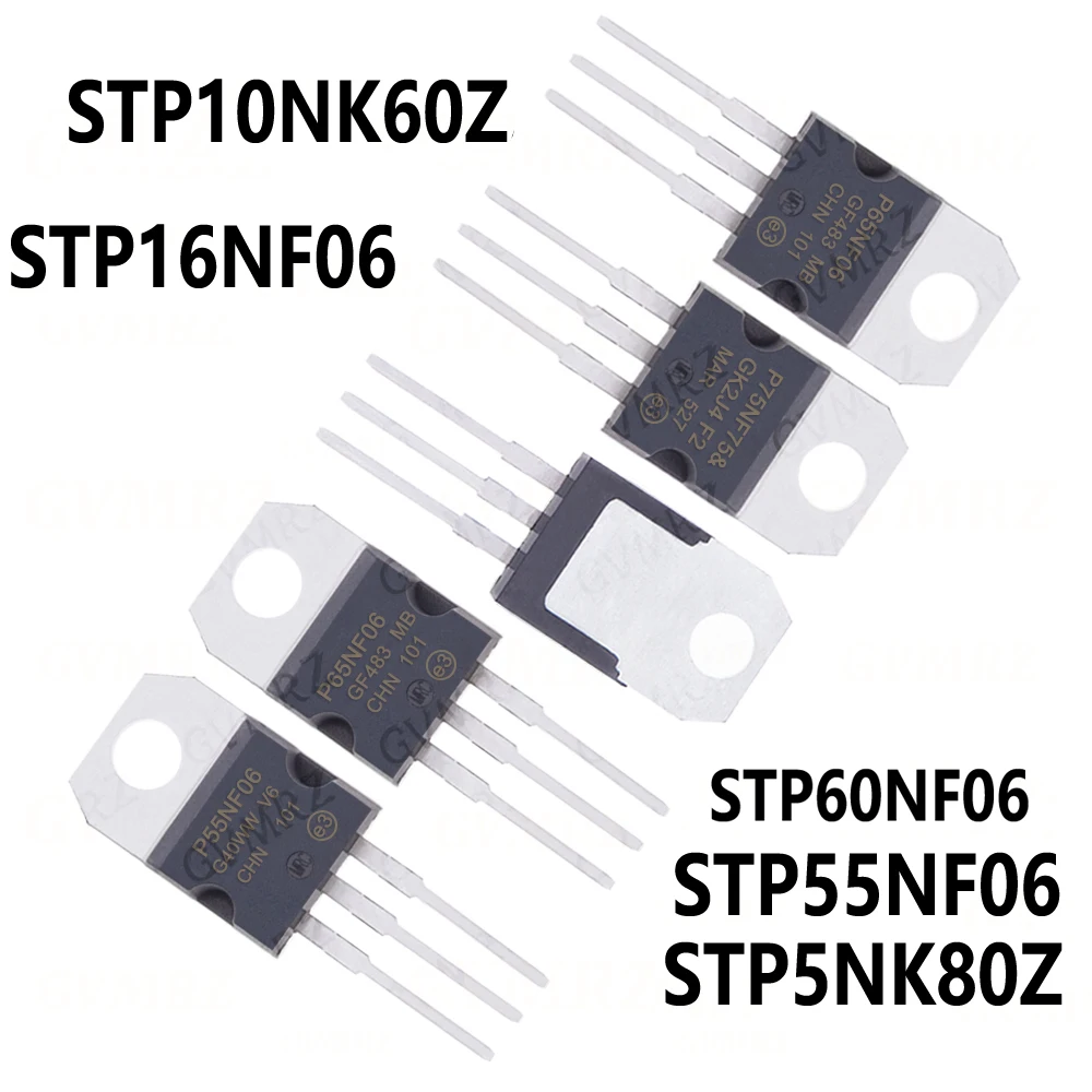 10pcs STP10NK60Z STP16NF06 STP55NF06 STP5NK80Z STP60NF06 STP65NF06 STP75NF75 STP80NF70 STPS2045CT TO-220 transistor