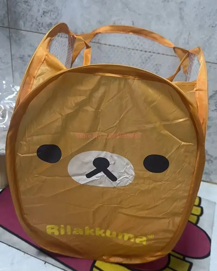 سلة غسيل شبكية يابانية قابلة للطي بسعة كبيرة، إطار تخزين محمول برسوم كرتونية، سلة غسيل منزلية #5