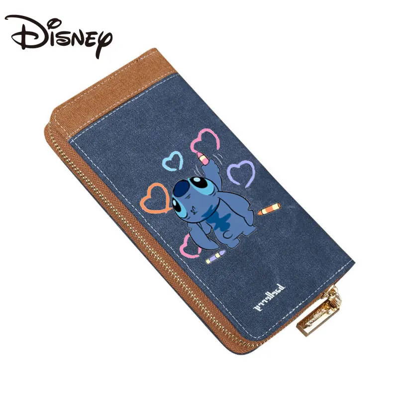 MINISO Disney Lilo and Stitch Stitch Canvas Wallet Cute Cartoon Teen Student Coin Purse Male and Female Long and Short