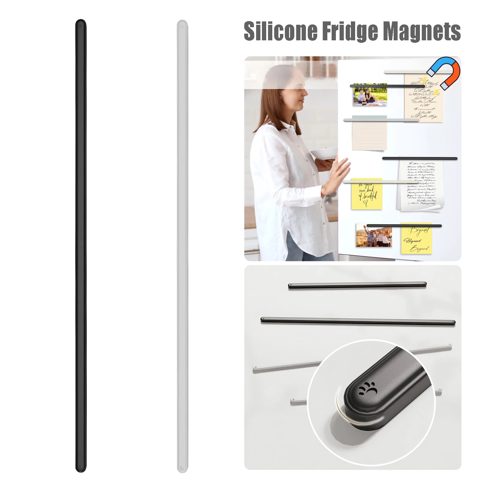Silicone Rectangular Fridge Magnets, Flexible Waterproof Magnets，for Kitchen、Refrigerator、Whiteboard、Metal board、Office、Lockers