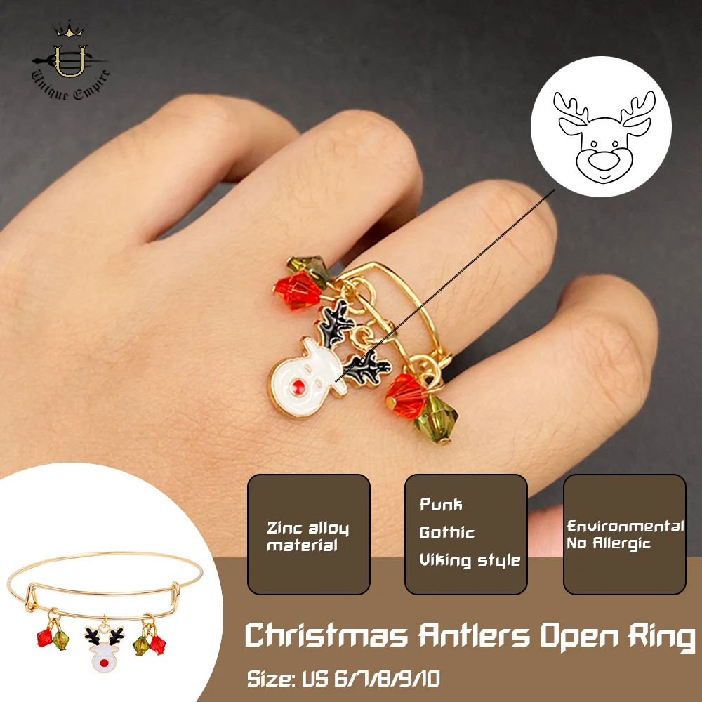 

Изысканное рождественское кольцо с рогом оленя, кристалл, лось, эльф, животное, ретро, золотая лента, Unisxe, рождественский праздник, вечеринка, подарок, художественный декор, ювелирные изделия