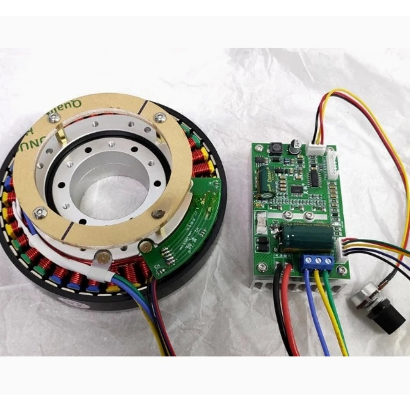 

Torque 10Nm Large Permanent Magnet Brushless DC Motor 20310, 54N60P Hollow Shaft Ultra-thin Low-speed Torque Motor
