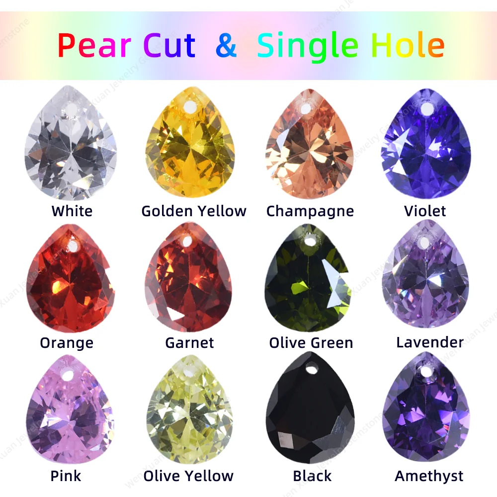 

AAAAA с одним отверстием, грушевидная огранка, размер 4x6-15x20 мм, свободный кубический цирконий, чистый, хороший выбор для ювелирных изделий своими руками, бусины CZ с отверстиями