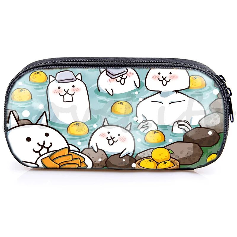 The Battle Cats Pencil Case Kids Cartoon Game Print Pencil Box Children Pen Bag Students Boys Girls Storage Bags Cosmetic Cases