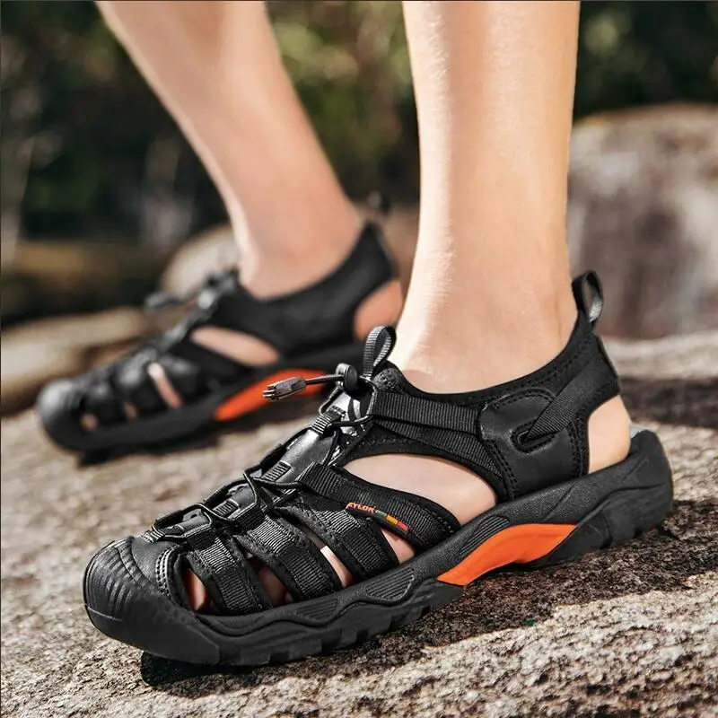 New Summer Genuine Leather Men Sandals Fashion Design Men's Casual Sneakers Comfortable Beach Men's Sandals Outdoor Wading Shoes - view 2