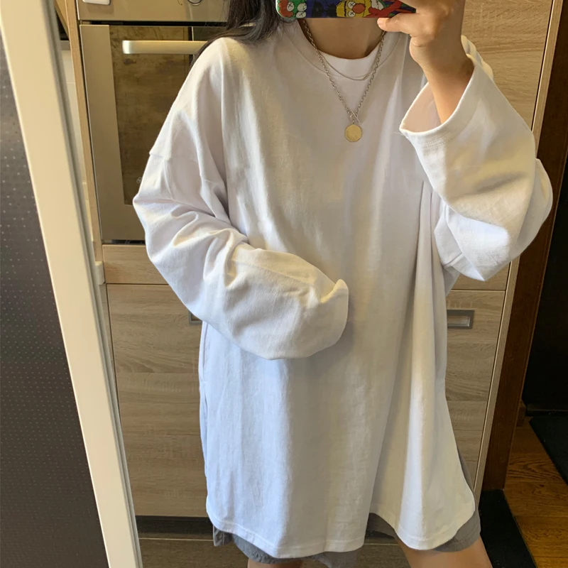 Loose Long Sleeve Women's T-shirt Cotton round Neck Base Shirt Korean Style Autumn New Fashion Versatile Cotton under Shirt