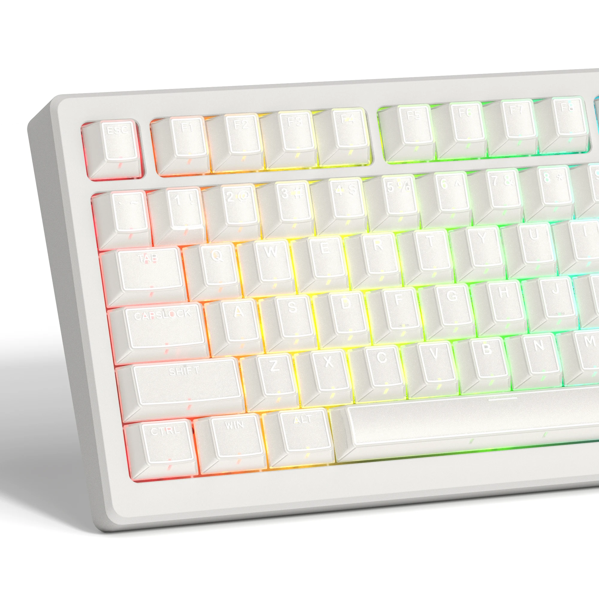 

142 клавиши, белый нефритовый верхний принт, колпачок из ПБТ, вишневый профиль, колпачки для клавиш с двойной подсветкой для переключателей MX, механическая игровая клавиатура