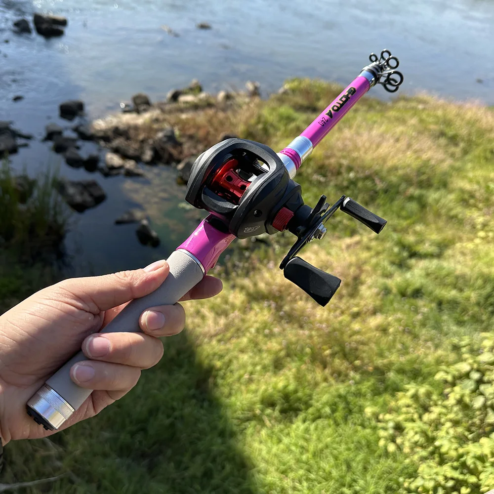 Trout Pesca Angelruten- und Rollenkombination, 1,5 m, 1,8 m, 2,1 m, 2,4 m Karbonfaser-Köderruten und 5,2:1 Spinnrad, 7,2:1 Baitcasting-Rollen – Detail 24