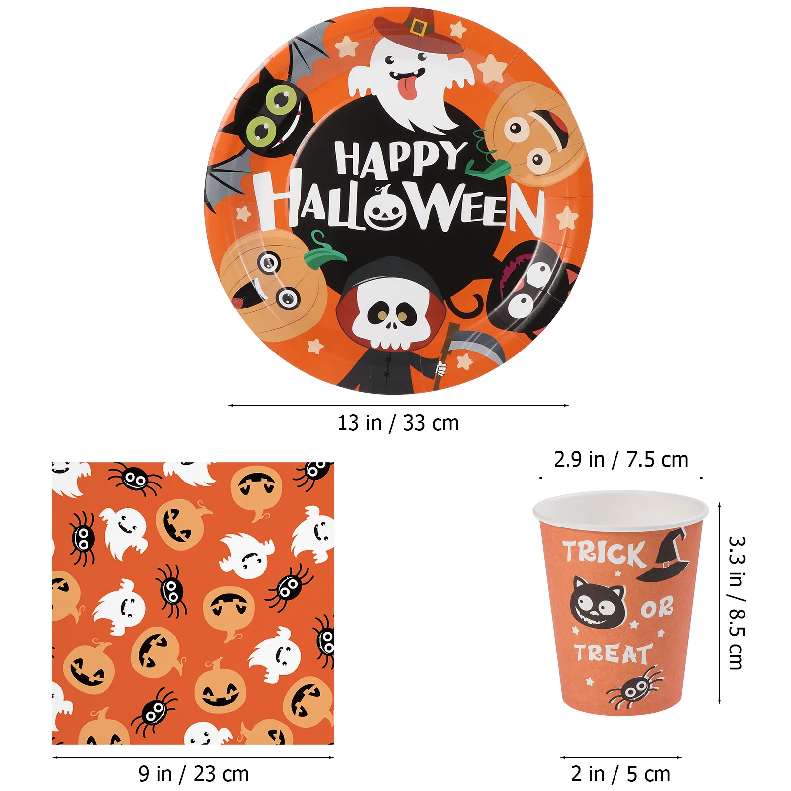 

24 Paper Plates 48 Napkins 24 Cups Halloween Tableware Set Durable Recyclable Party Paper Tableware Halloween Party Decoration