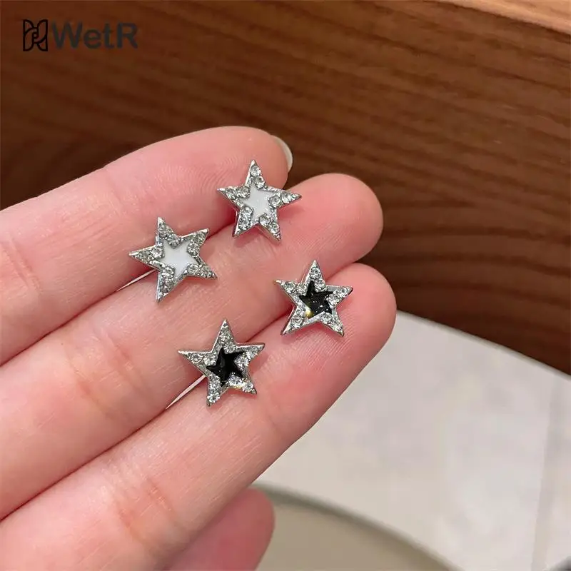 Серьги-гвоздики Y2K в виде пятиугольной звезды для женщин, крутые серьги в стиле Kpop и панк для девушек в готическом стиле, простые трендовые серьги, подарки