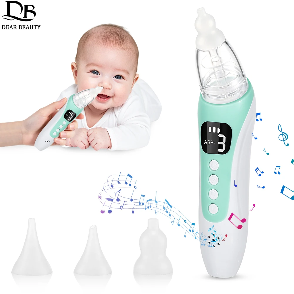 Electric Nasal Aspirator For Baby 3 Suction Levels Rechargeable Nasal Cleaner Nose Sucker Mucus Remover With Soothing Music