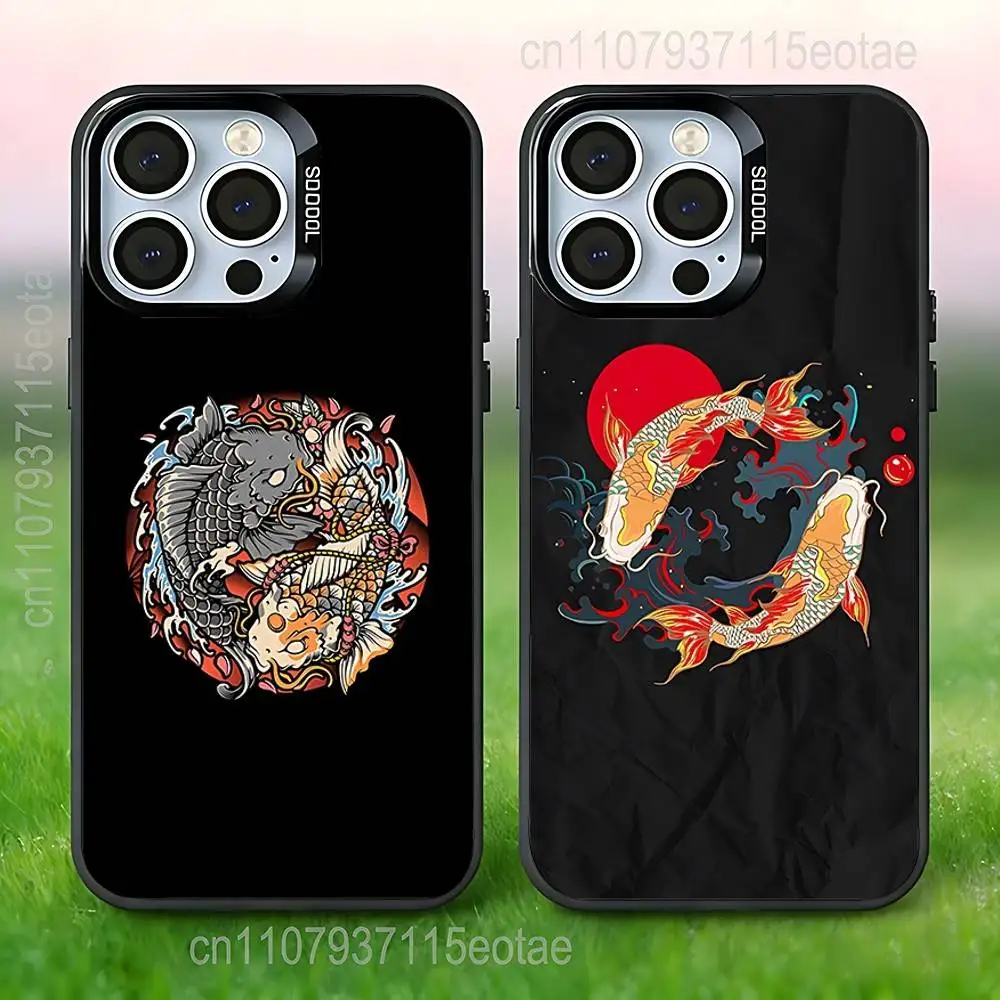 

Koi Carp YIN YANG Phone Case For iPhone 17,16,15,14,13,12,11,Pro,Max,Plus,E,Air,Mini Anti Fall Black Bumper
