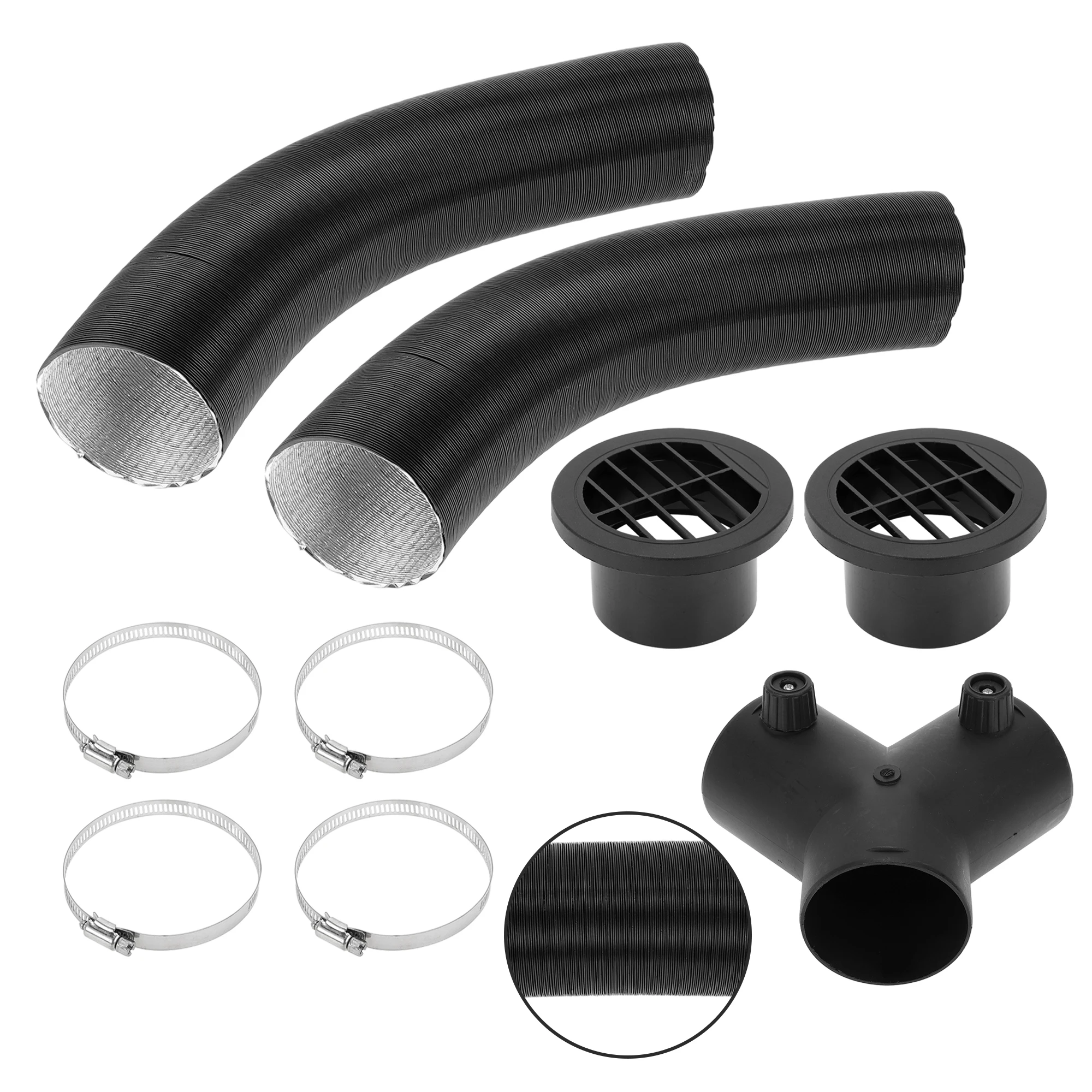 

UXCELL Авто Грузовик RV Автобус Ван Лодка Комплект канала обогревателя автомобиля Набор шлангов для труб обогревателя автомобиля с 4 шт. Зажим 60 мм ID 80 см Макс. l