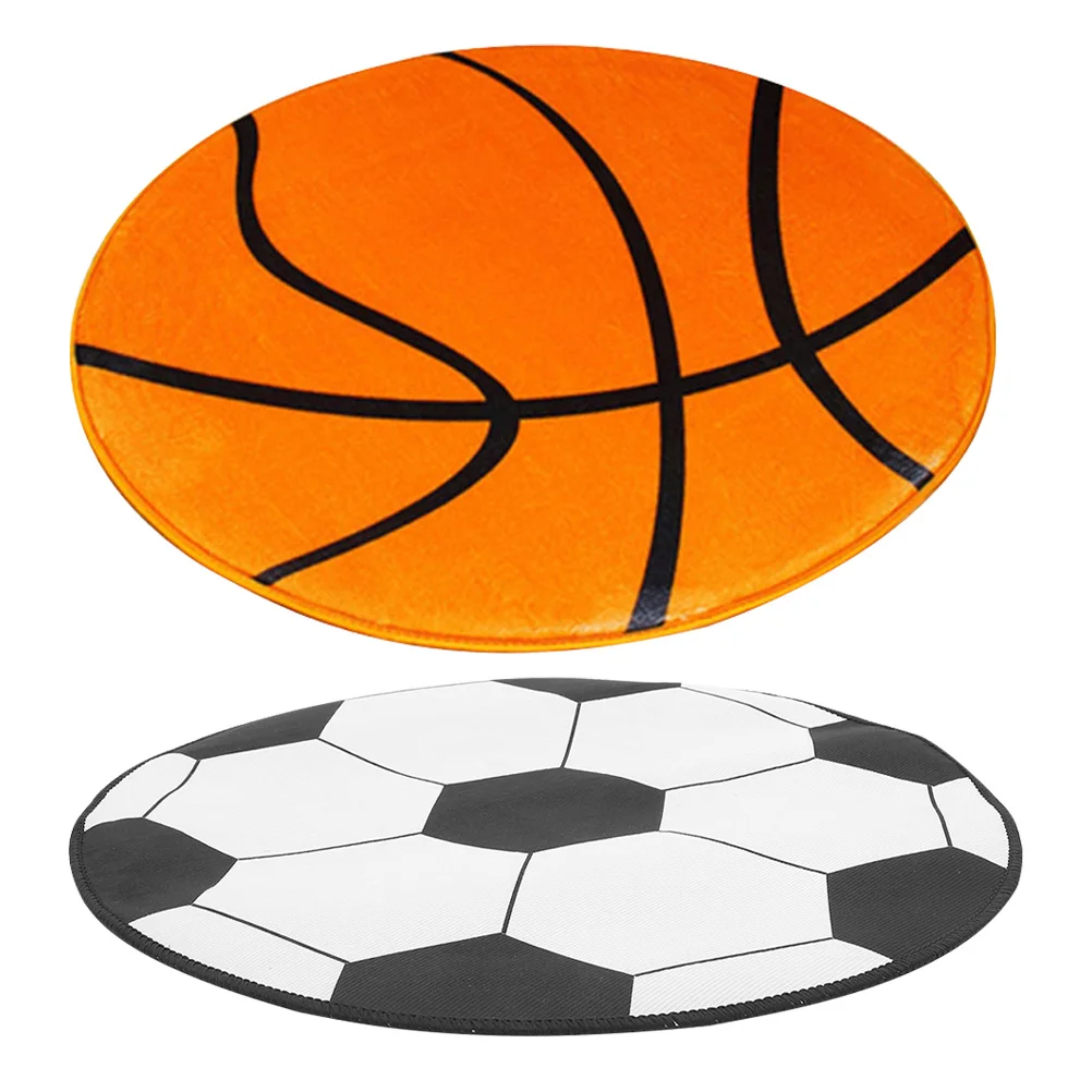 2Pcs Computer Chair Mat 60Cm Round Soccer Football Pattern Anti-Slip Chair Mat for Hardwood Floors Home Office Gaming Room Use