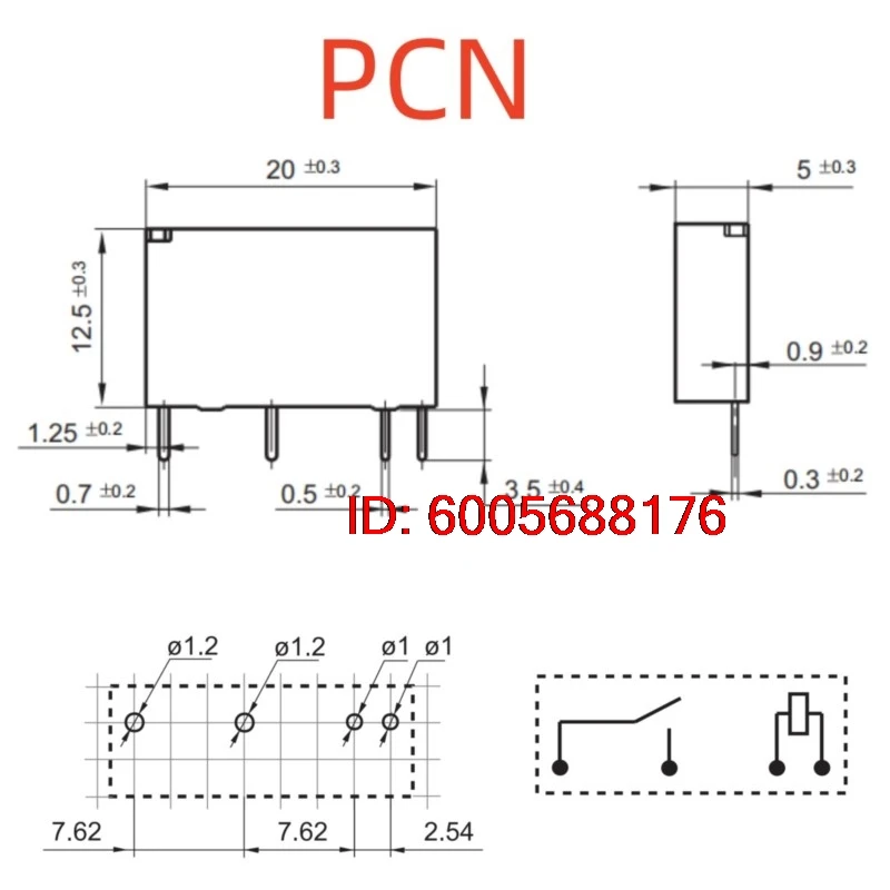 10PCS New JZC-49FA 012-1H1T(555) (PCN-Coil:12V-5A) Relay 4pins
