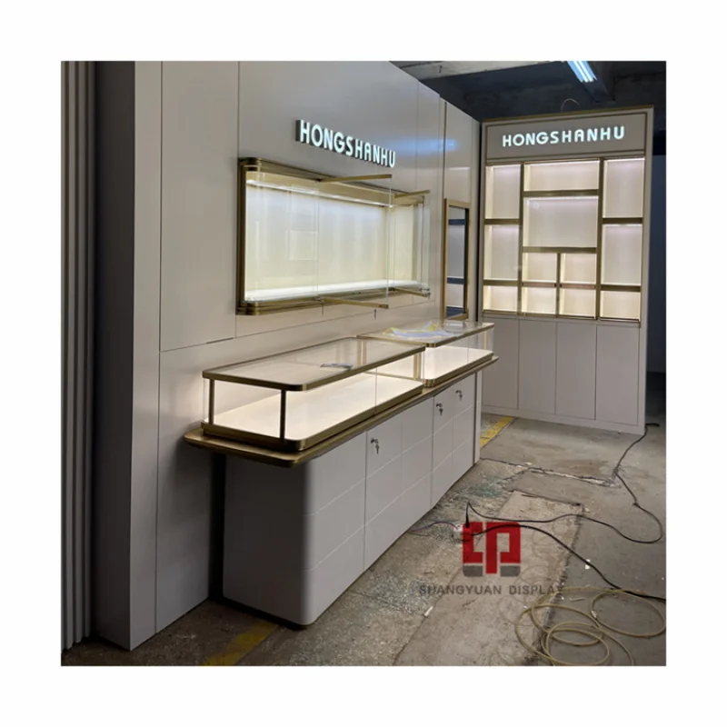 

custom.Jewelry Store Display Furniture Wood Lacquer Cabinet Customization Wall Display Shelf Showcase Factory
