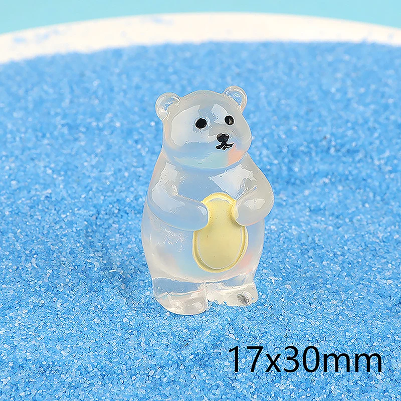 1Pc Luminous Polar Bear Miniatures Glow In The Dark Mini Polar Bear Figurines DIY Dollhouse Garden Flower Pots Micro Landscapes