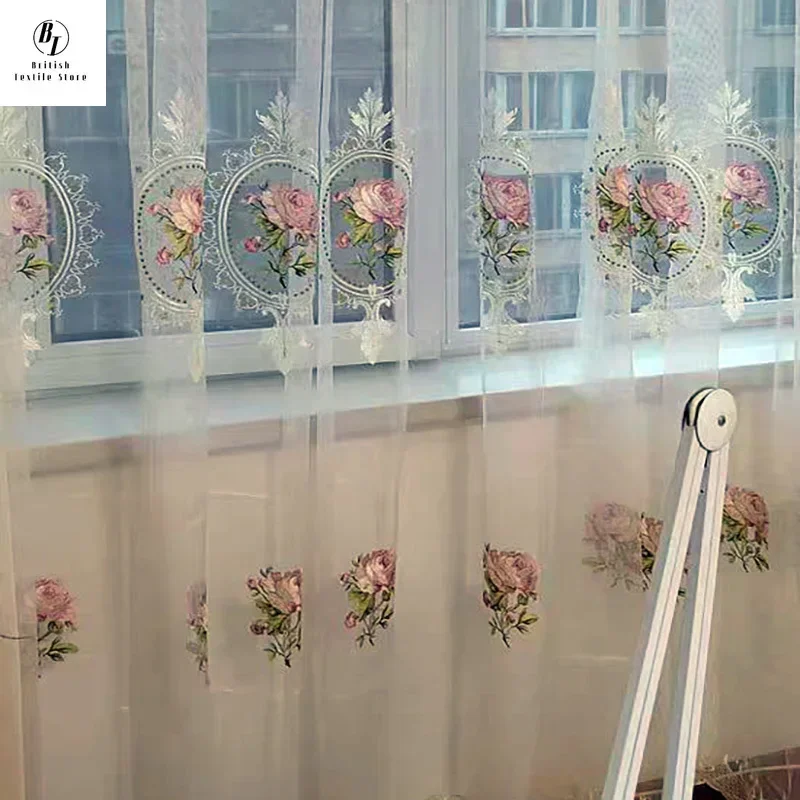 

Modern Simple Embroidered Tulle Light Luxury Curtains for Living Room Bedroom Dining Study Nature Vertically Classic Decor 커튼