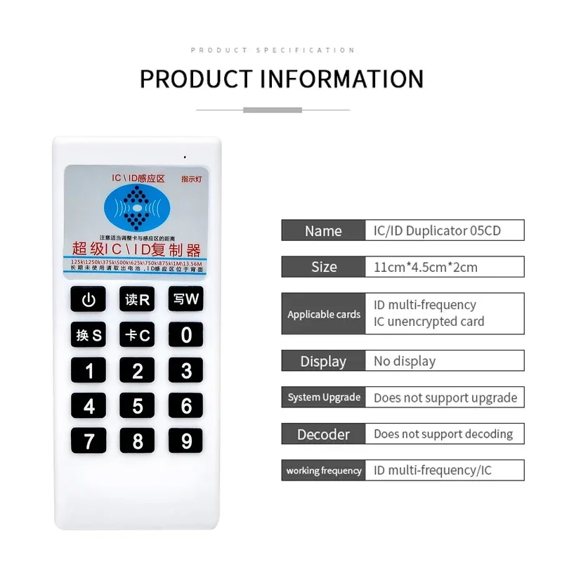 RFID 125Khz 13.56MHZ Copier Duplicator Cloner Handheld NFC IC Card Reader &Writer Access Control Card Tag Duplicator NFC Signage