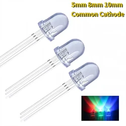 10-100pcs 5mm 8mm 10mm Multicolor RGB LEDs F5 F8 F10 Common Cathode High-Quality Light Emitting Diode Indicators for DIY