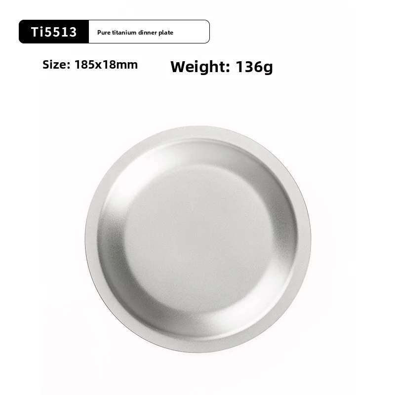 KEITH Pure Titanium dinerbord 185mm 200mm lichtgewicht campingbordenset, geschuurd oppervlak, picknickbestek voor buiten