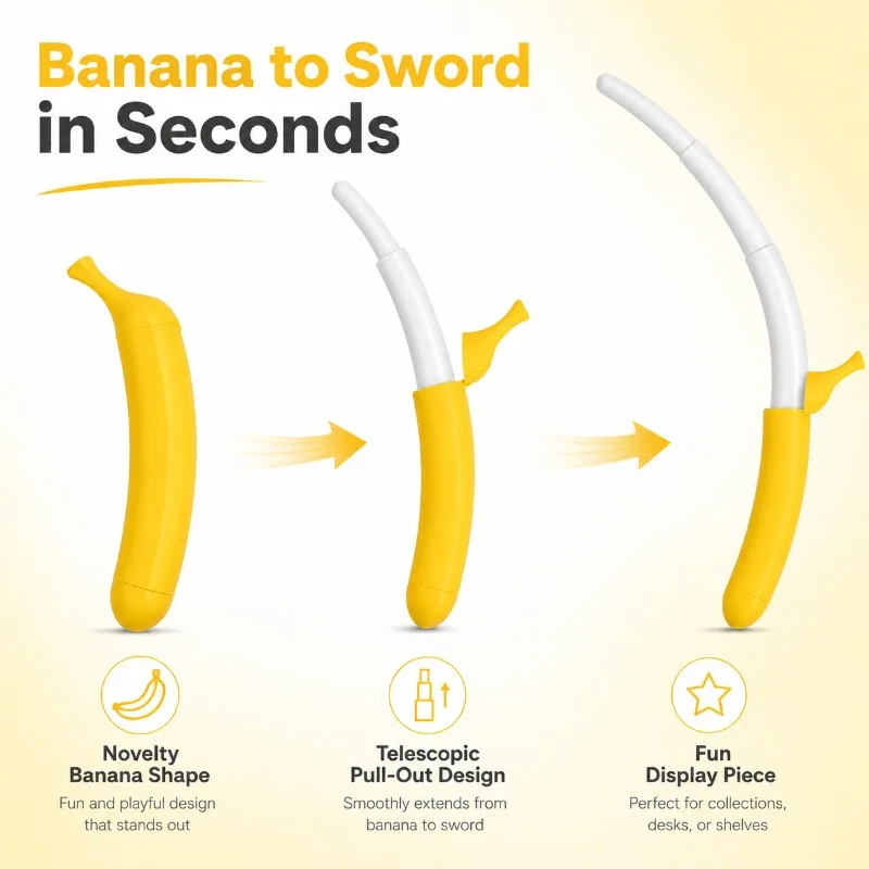 3D Printed Banana Telescopic Sword Portable Fidget Toy Simulation Fruit Prop Creative Desk Decor Gift