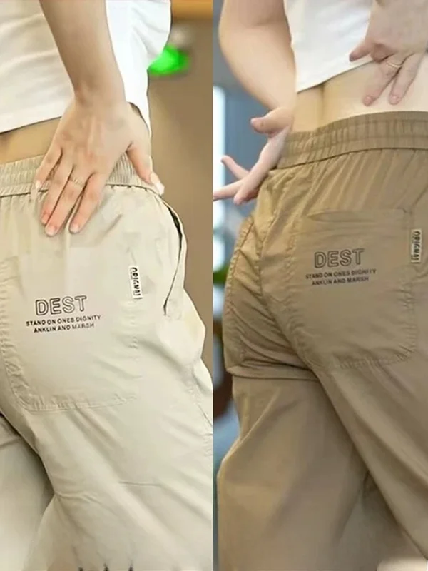 

Мужские летние тонкие свободные спортивные рабочие брюки, повседневные шорты-карго, дышащие быстросохнущие длинные брюки для офиса и работы на открытом воздухе