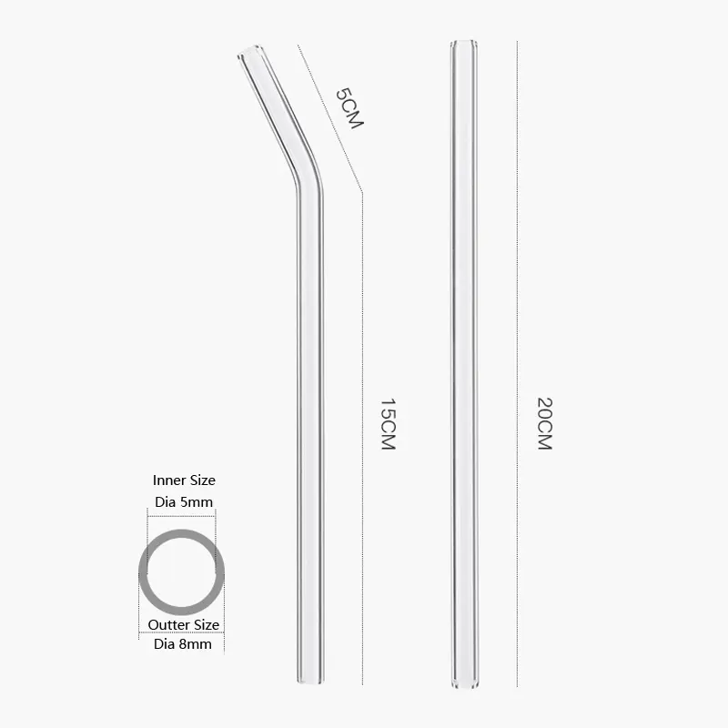 4/8Pcs Reusable Glass Straws Clear Glass Drinking Straws 8 Inch 8mm Tubes Juice Smoothie Tea Straws Glasses Straw Set for Drinks - Image 5