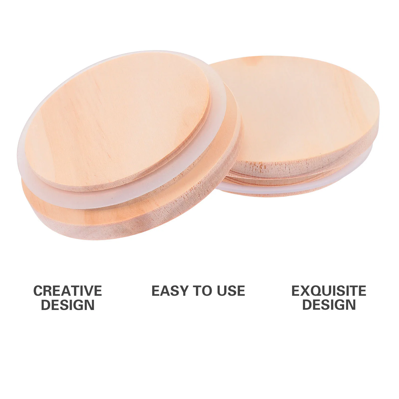 

5pcs Solid Pine Wood Cup Lid Reusable Sealed Cover For Coffee Mug Glass Jar Bottle Wood Lid Set Kitchen Barware Natural