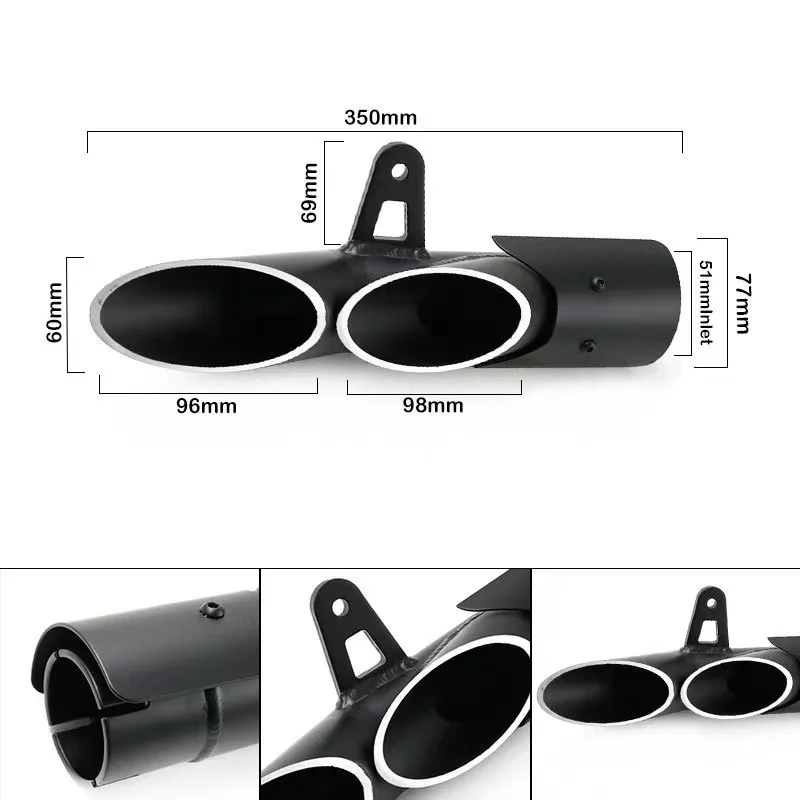 51mm Universal Motorcycle Exhaust Muffler Two Three Outlet Pipe Racing Escape Moto For YZF R1 R3 R6 Z1000 S1000RR CBR1000RR