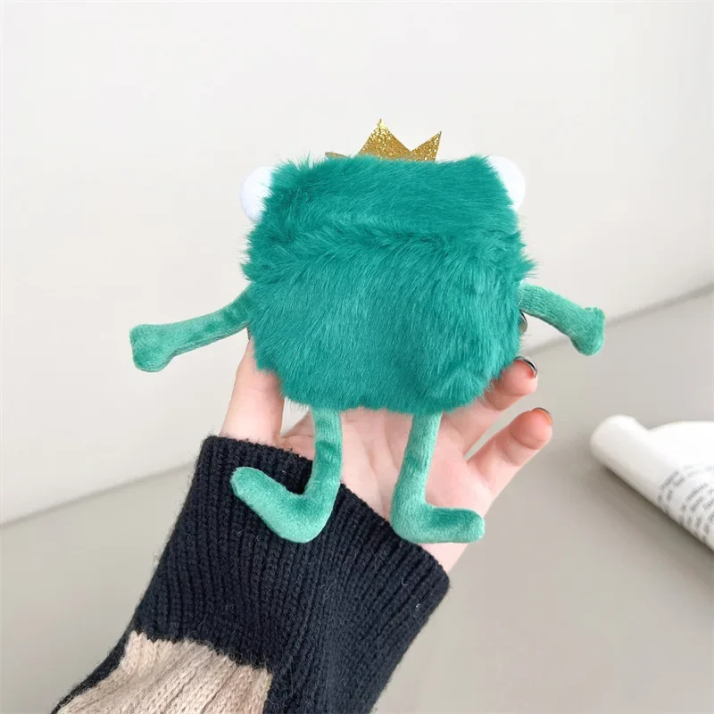 Green Frog Plush Case for AirPods 4 Airpod 1 2 3 Pro Pro2 Bluetooth Earbuds Charging Box Protective Earphone Case Cover