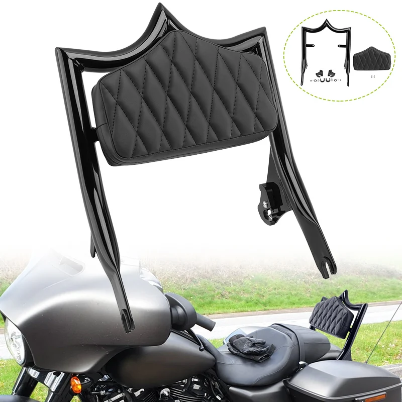 

Black Motorcycle Detachable Sissy Bar Passenger Backrest Fit For Harley Touring Street Glide Road Glide Road King 2009-Later