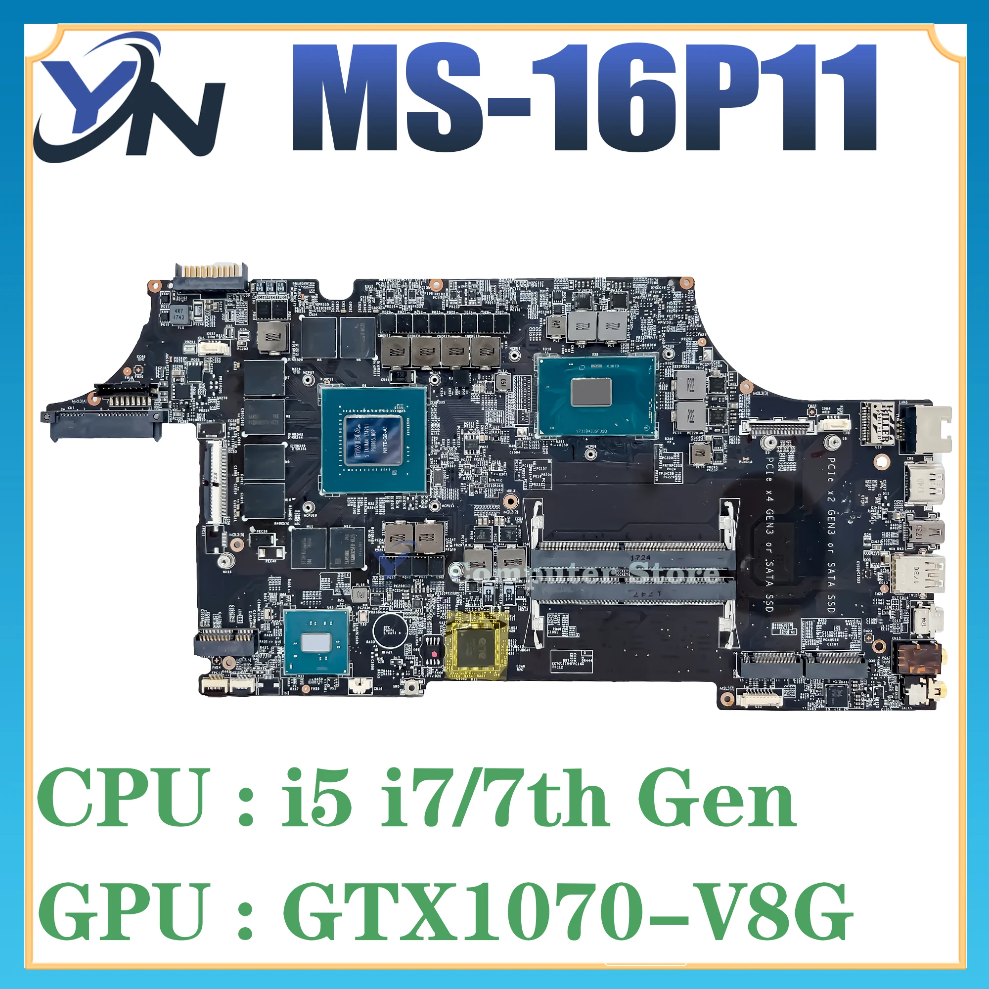 

MS-16P11 Notebook Mainboard FOR MSI MS-16P1 VER:1.0 Laptop Motherboard With I7-7th Gen CPU GTX1070-8G GPU 100% TEST OK