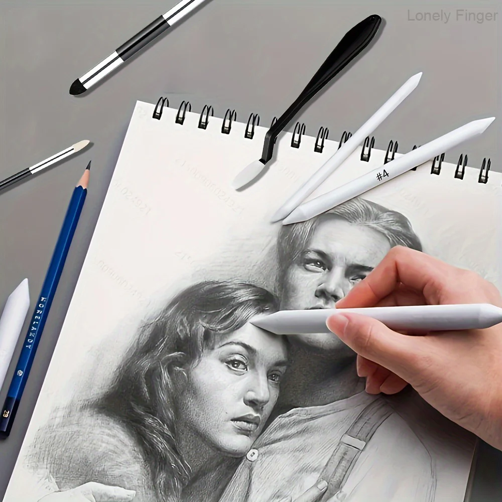 30 قطعة من جذوع المزج للرسم، وأقلام المزج الإسفنجية والمبراة، وعصي الرسم الفنية للفنانين الطلابي C