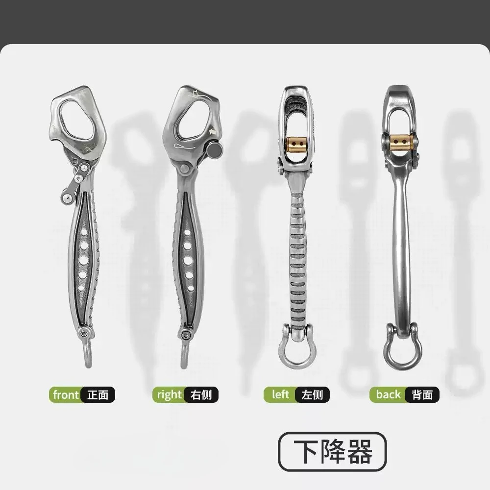 Long Handle Multi Function Descender Cow Tail Adjuster Fits 10-12mm Rope For Aerial Work Safety Equipment