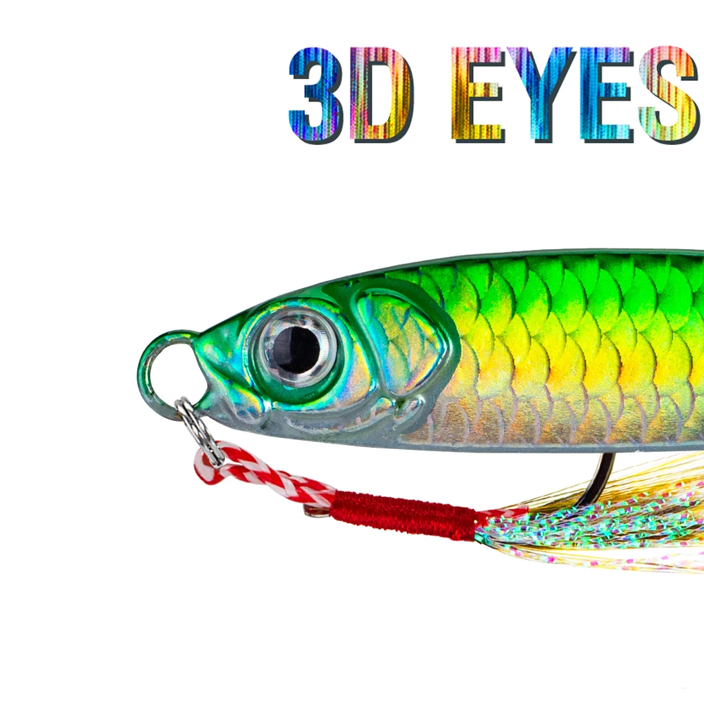 8Pcs Metal Fishing Lure 7g/10g/15g/20g/25g/30g Slow Sinking Fishing Jigs 3D Eyes Laser Fishing Bait with Sharp Hooks for Fishing gallery 3