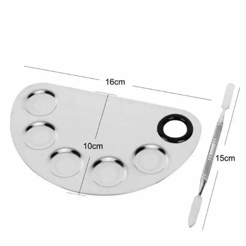 لوحة من الفولاذ المقاوم للصدأ بألوان مائية، لوحة مكياج للوجه، ملعقة كريم الأساس، خلط الدهانات، لوحة الدهانات الزيتية