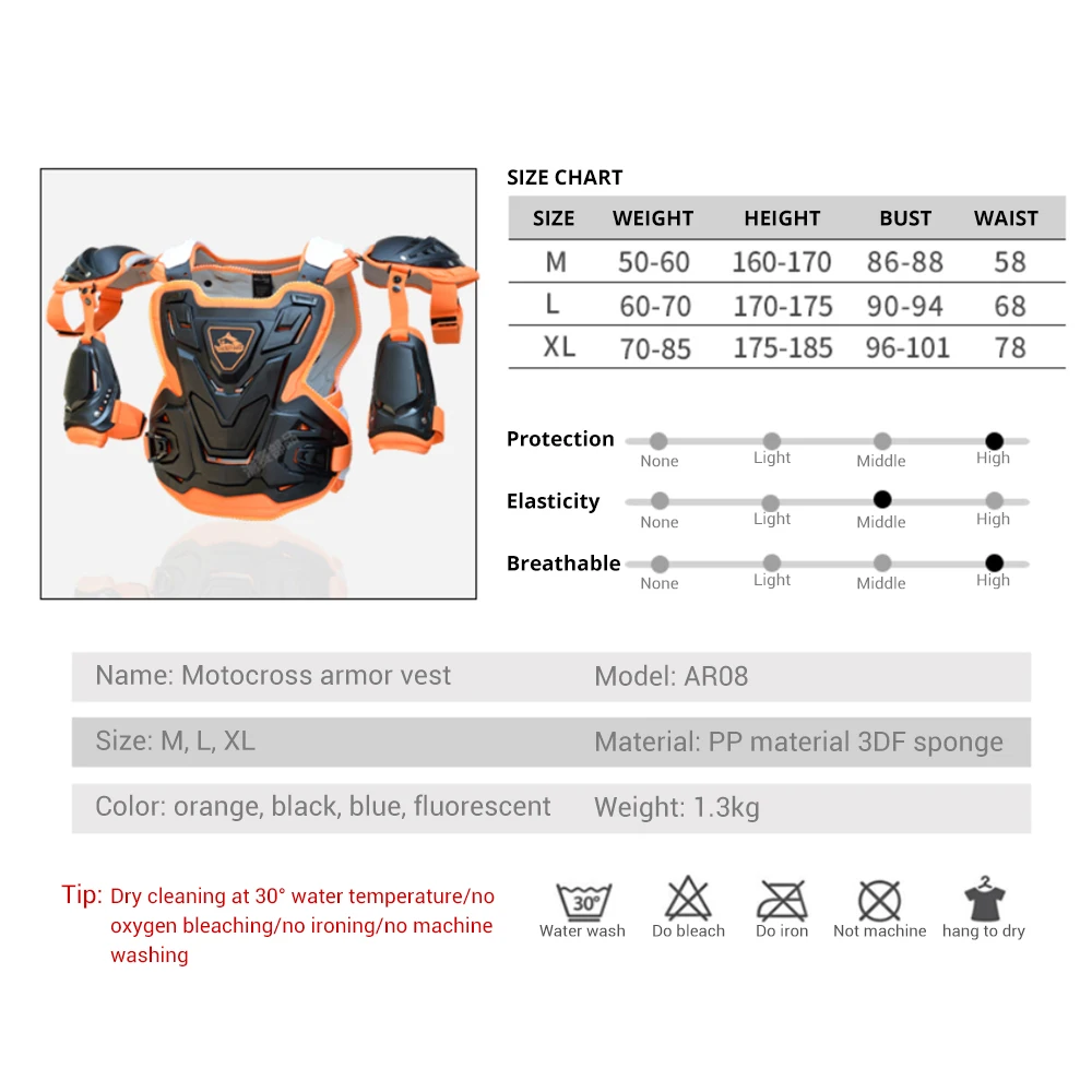 Adult Motorcycle Armor Chest Back Body Kid Motocross Off-Road Protective Gears Vest Jacket Biker Cycling Waistcoat Chaqueta Moto